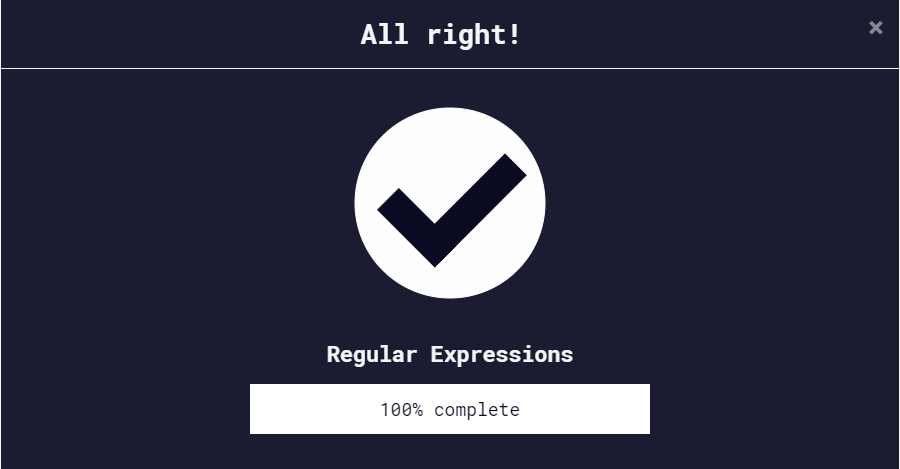 RegEx Lesson Complete Image